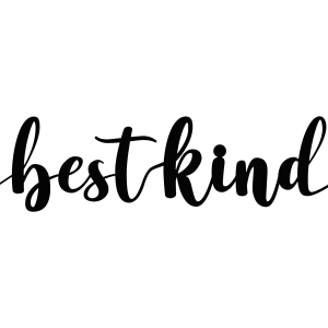 A large steel wall art piece with the words 'Best Kind' in a bold, black script. The letters are connected and smooth, measuring 30x6 inches.